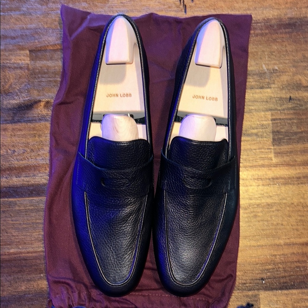 John Lobb Men's Thorne Soft Textured Leather Penny Loafers